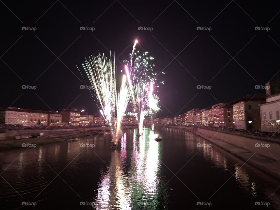Fireworks In the river 