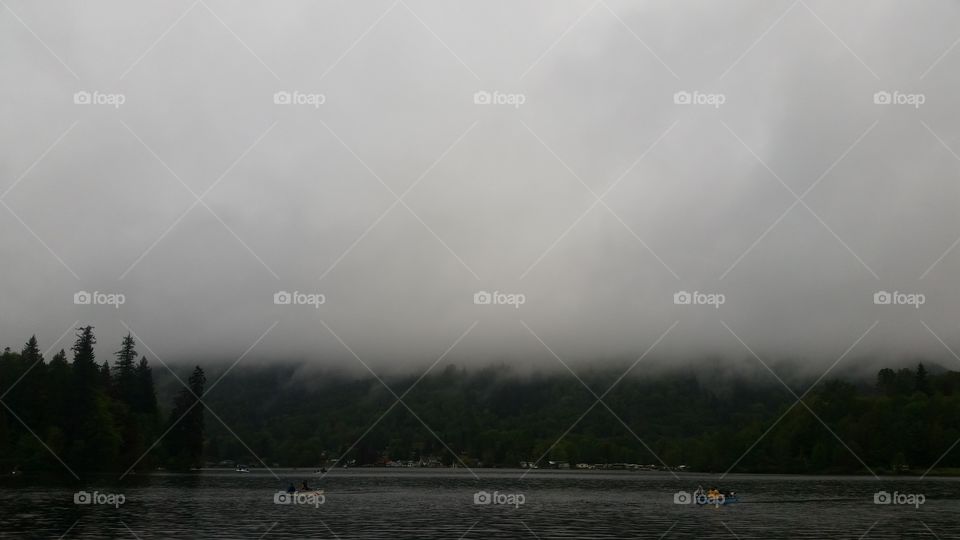 A grey misty day at Lake McMurray, Washington.
