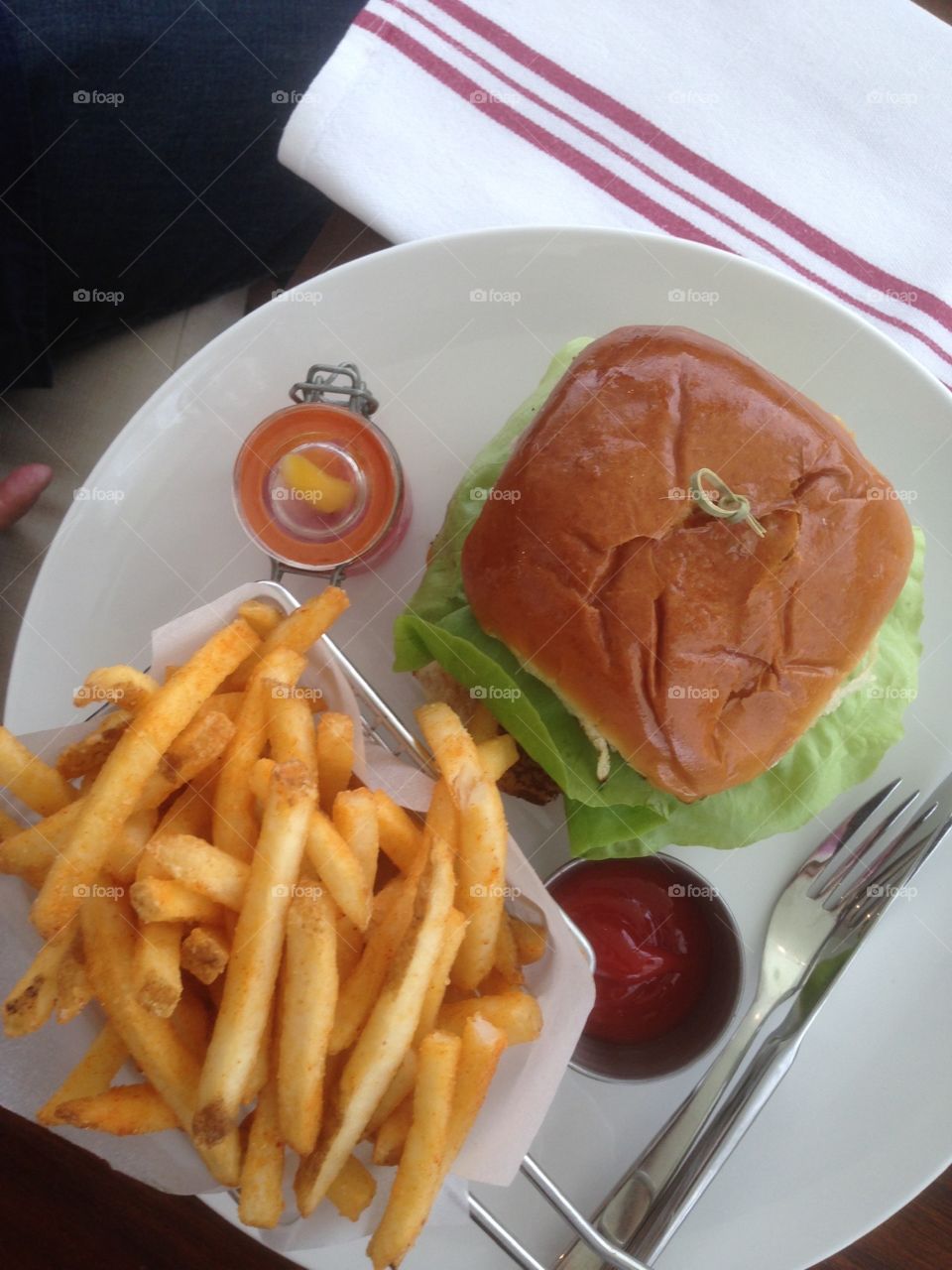 Hamburger and fries