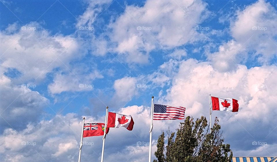Colorful Flags--Canada 2,  GB & US  1 each!