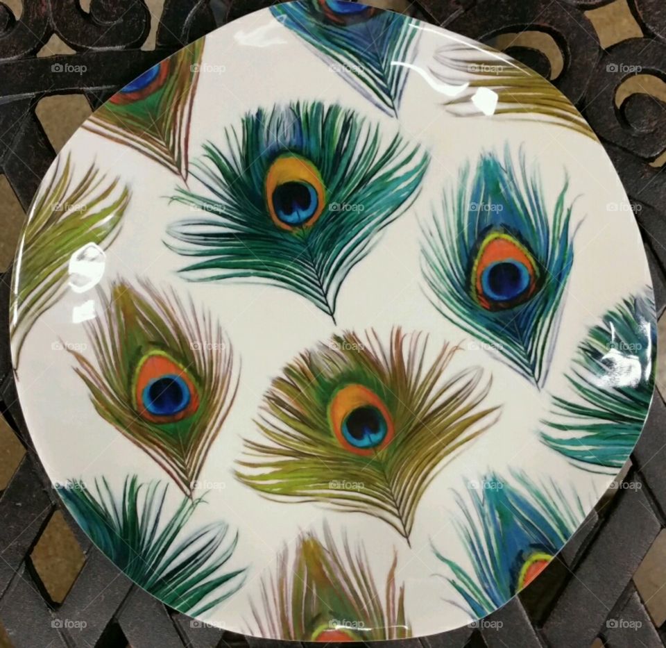 Peacock feather plate