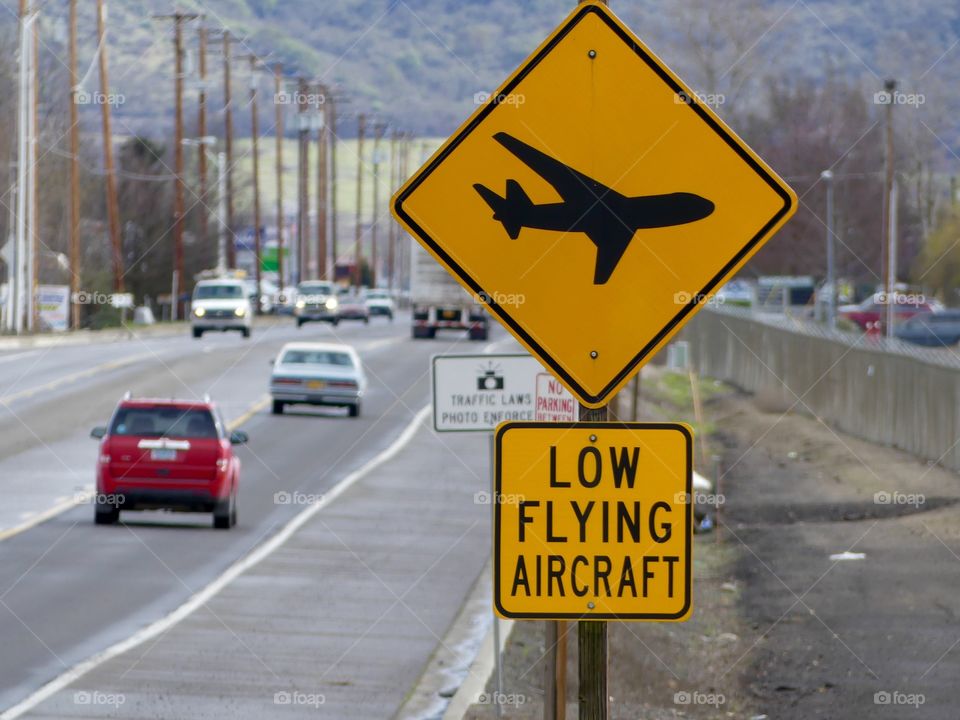 Low Flying Aircraft Road Sign