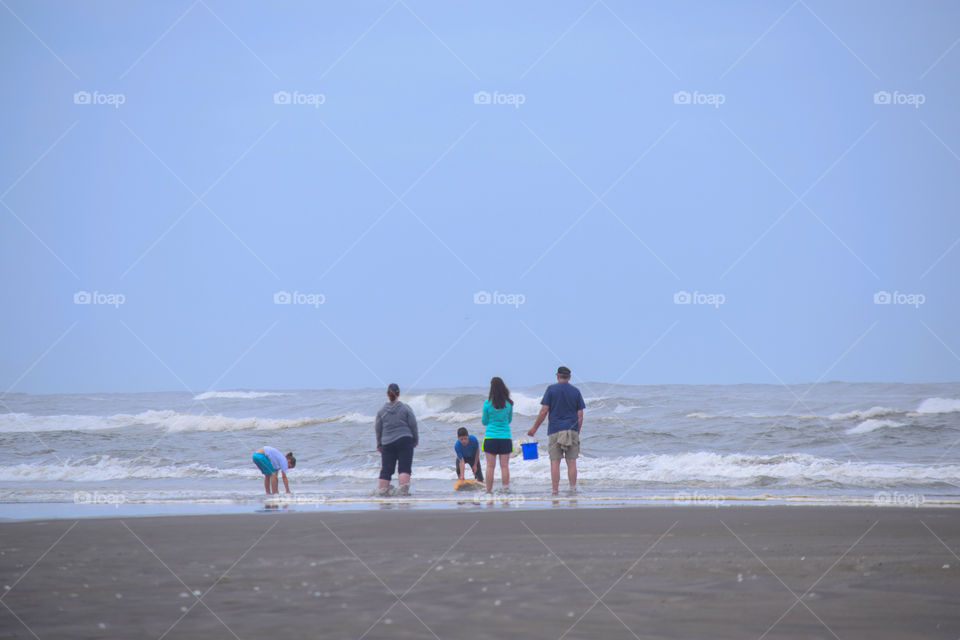 A family enjoying Washington coast