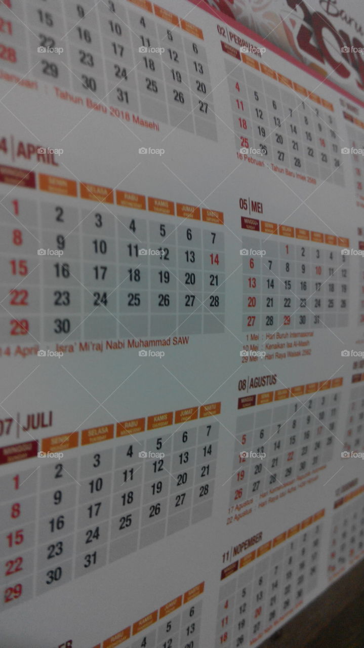 Calendar, Annual, Date, Daily Occurence, Monthly