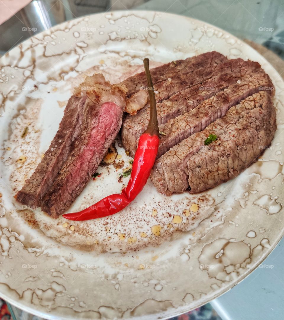 Steak and pepper