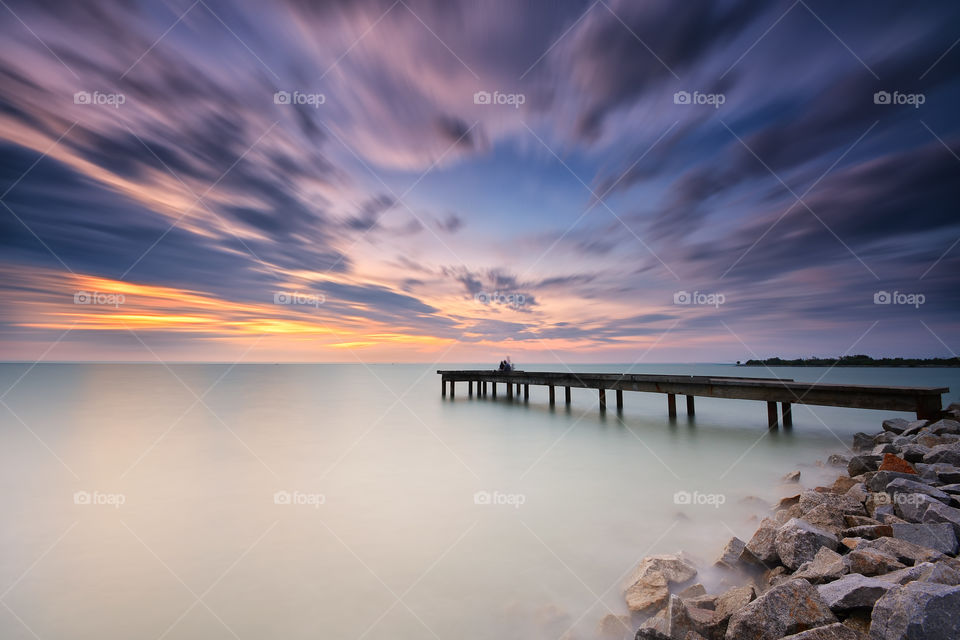 Long exposure sunset on the beach