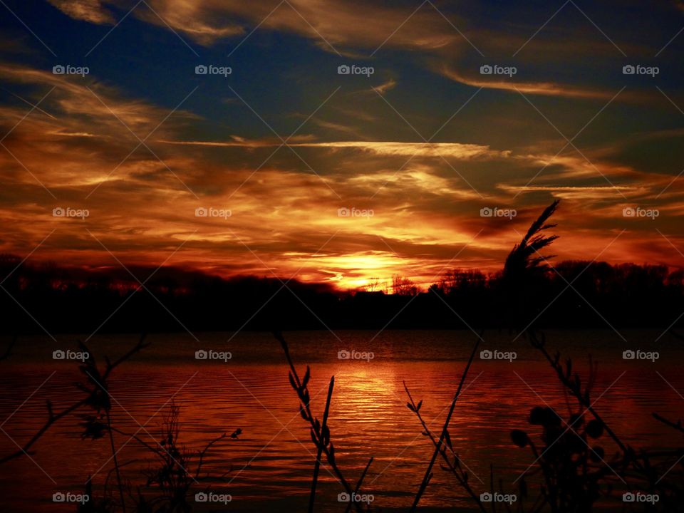 Beautiful lake sunset in Indiana 