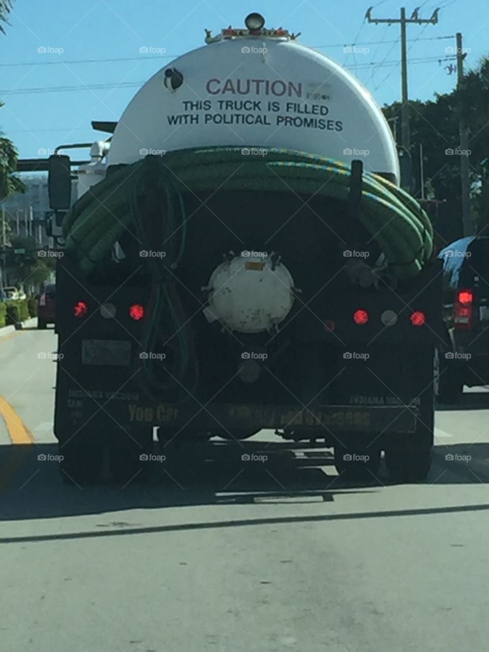 SANITATION TRUCK WITH A POLITICAL MESSAGE
