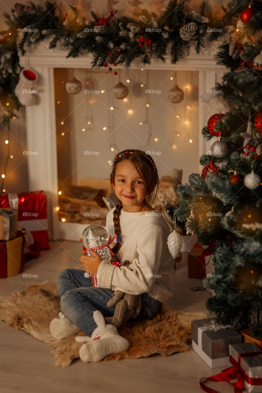 Cute little Girl at Christmas Eve 