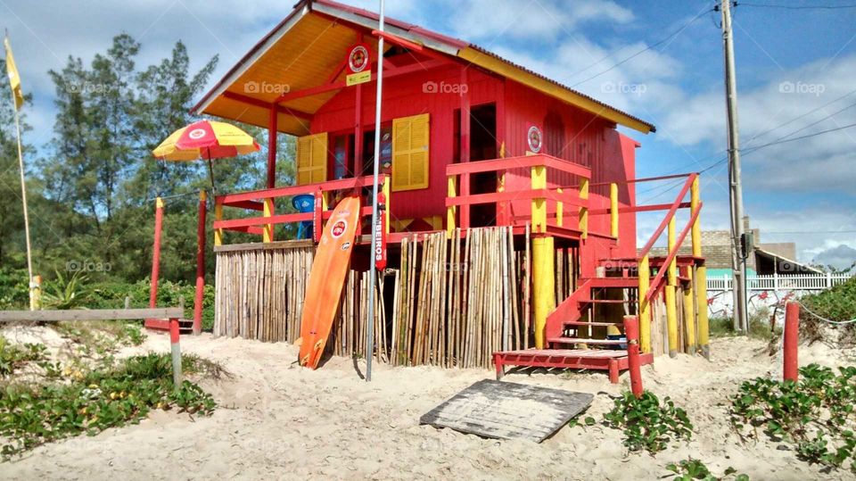 Lifeguard post at the beach in Brazil