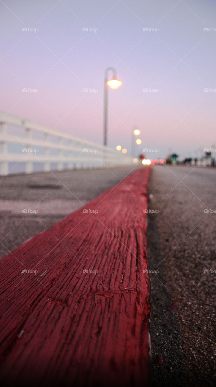 Empty pier after sunset.  Empty  urban environment.