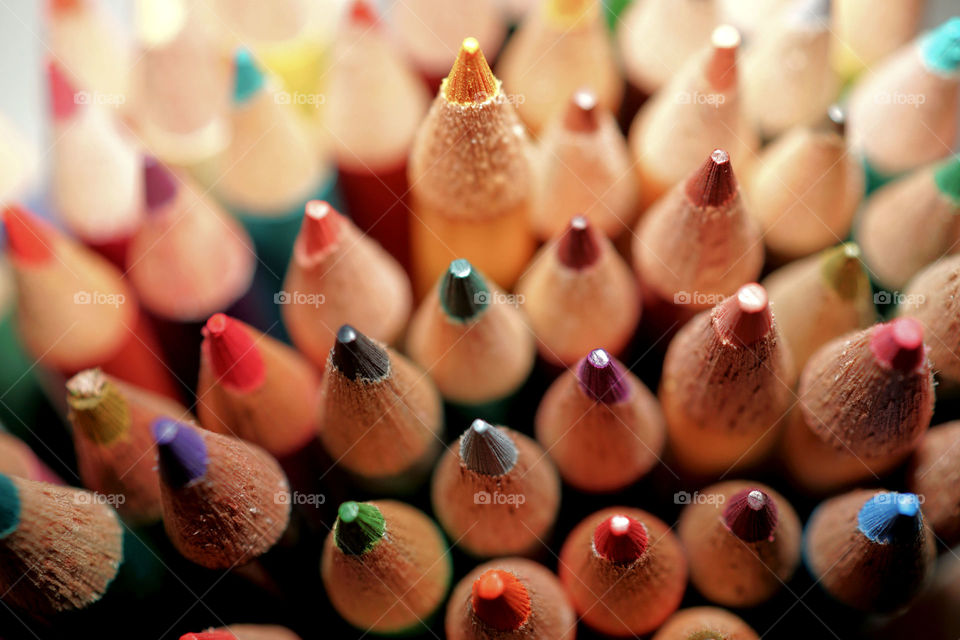 Close-up of colored pencils