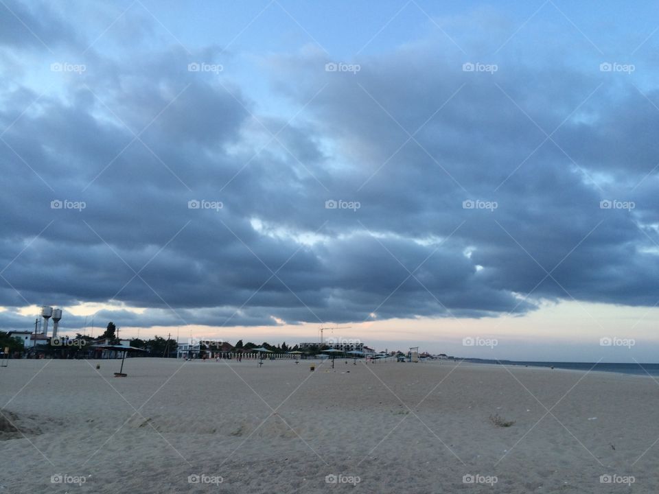 Dark sky and beach