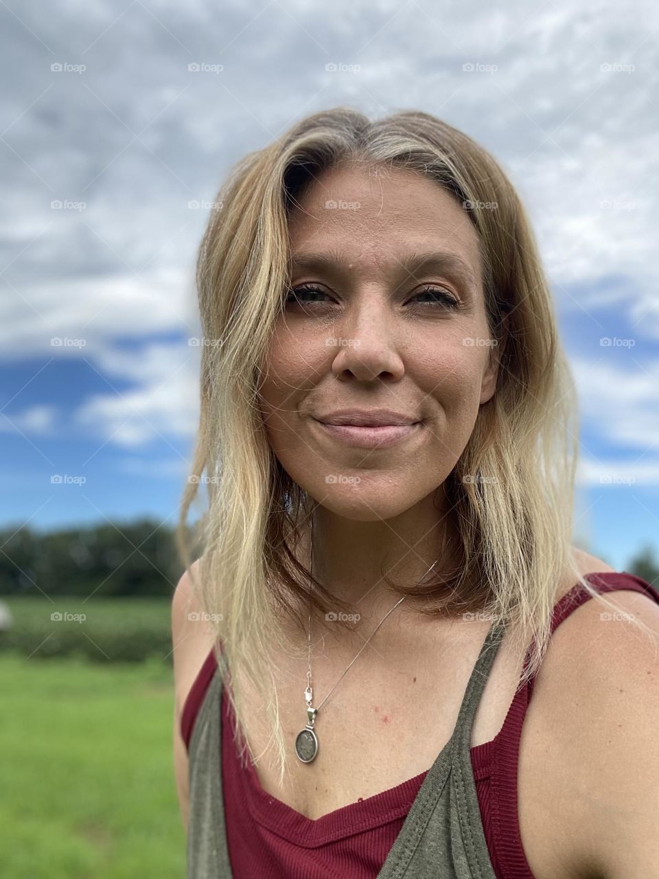 Bare skin on a cloudy day