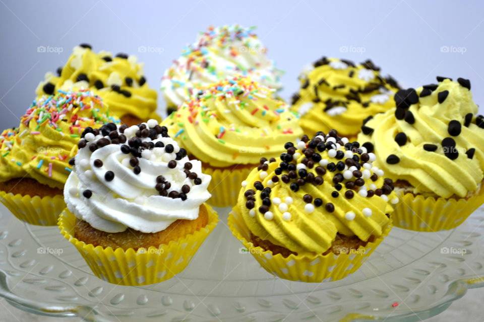 Sweet cupcakes in plate