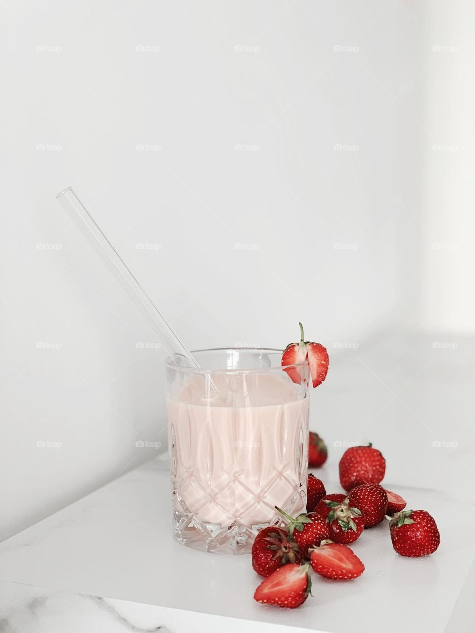 Bright and colorful boost strawberry milkshake 