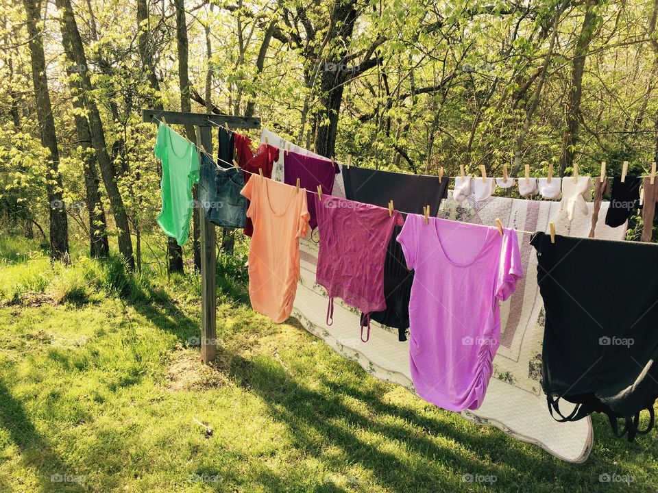 Laundry Drying on the Clothesline