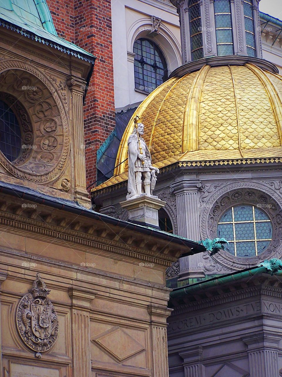 Gilded rooftops in Warsaw, Poland, architecture, dumb, Golden, Saint, Catholicism