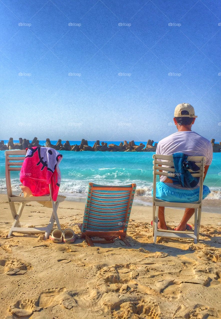 Lifeguard Looking Out on the Sea