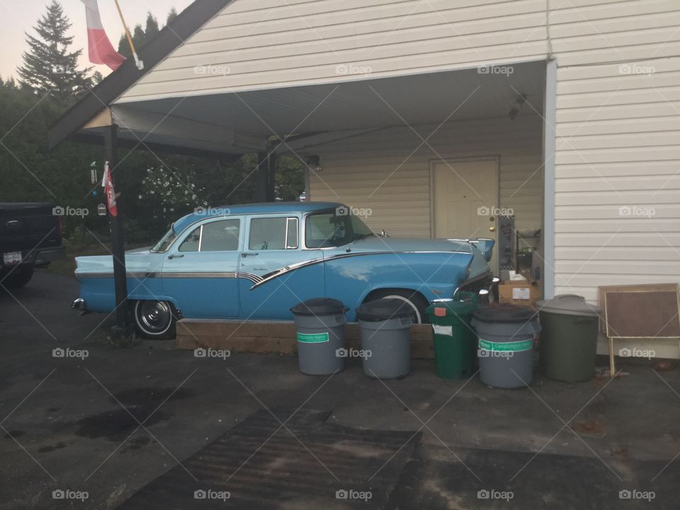 Vintage Fairlane Car in the Driveway 