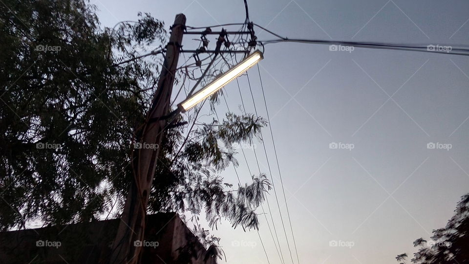 street light in early morning