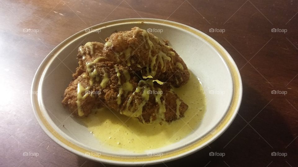 Fried chicken with honey dijon