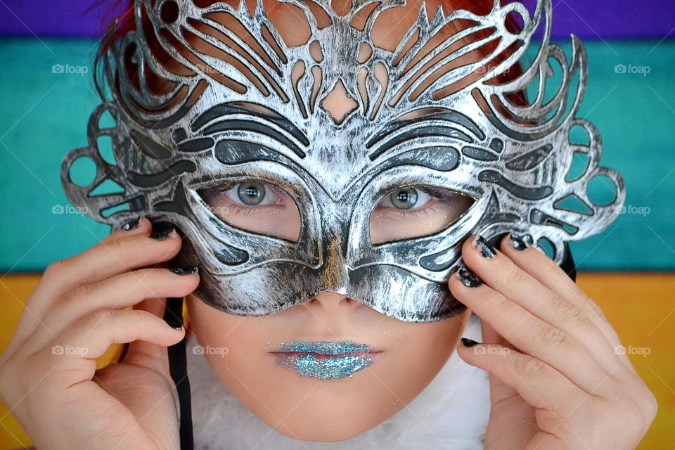 Girl wearing a mask