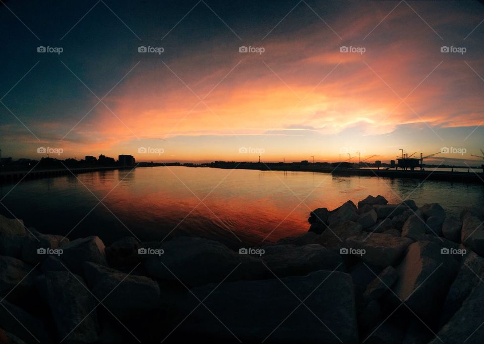 sunset in the harbor