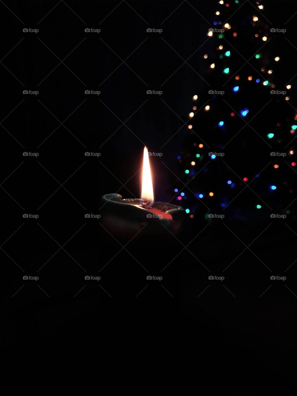 candle and Christmas tree