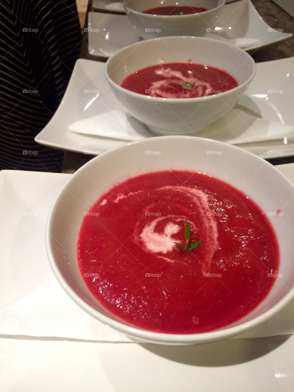 Second course, Beetroot Soup with Pistachios 