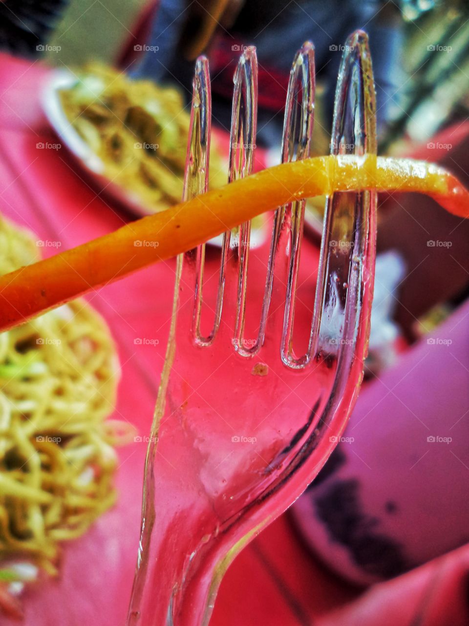 Plastic fork close up