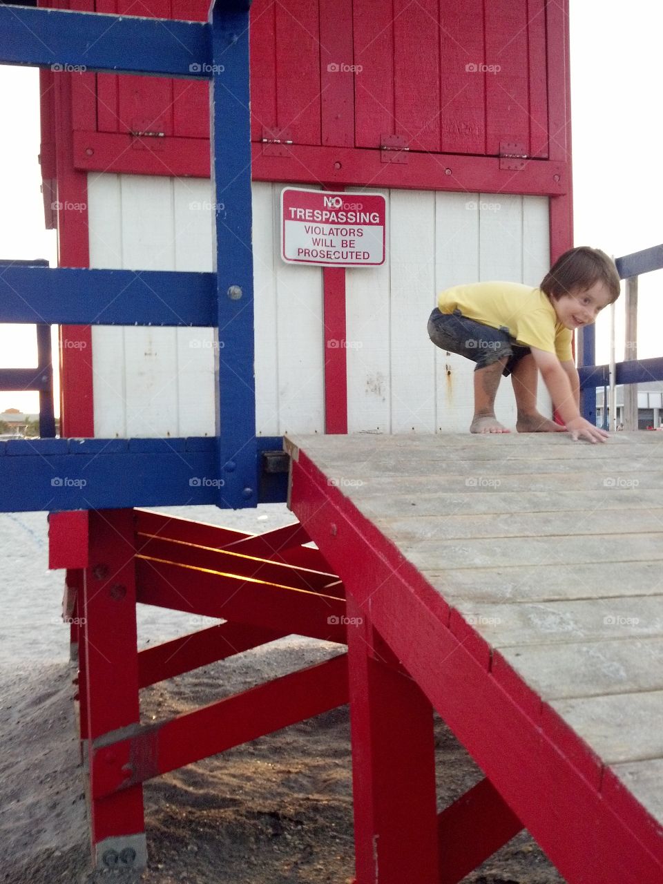 Little Boy on Lifeguard Stand