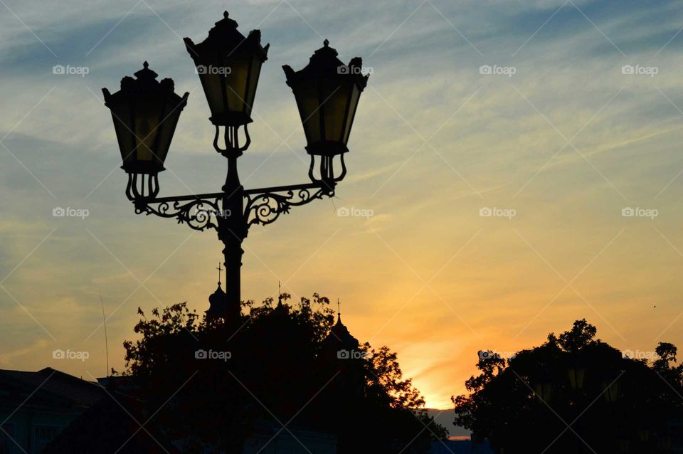 Lanterns in the light of the sunset