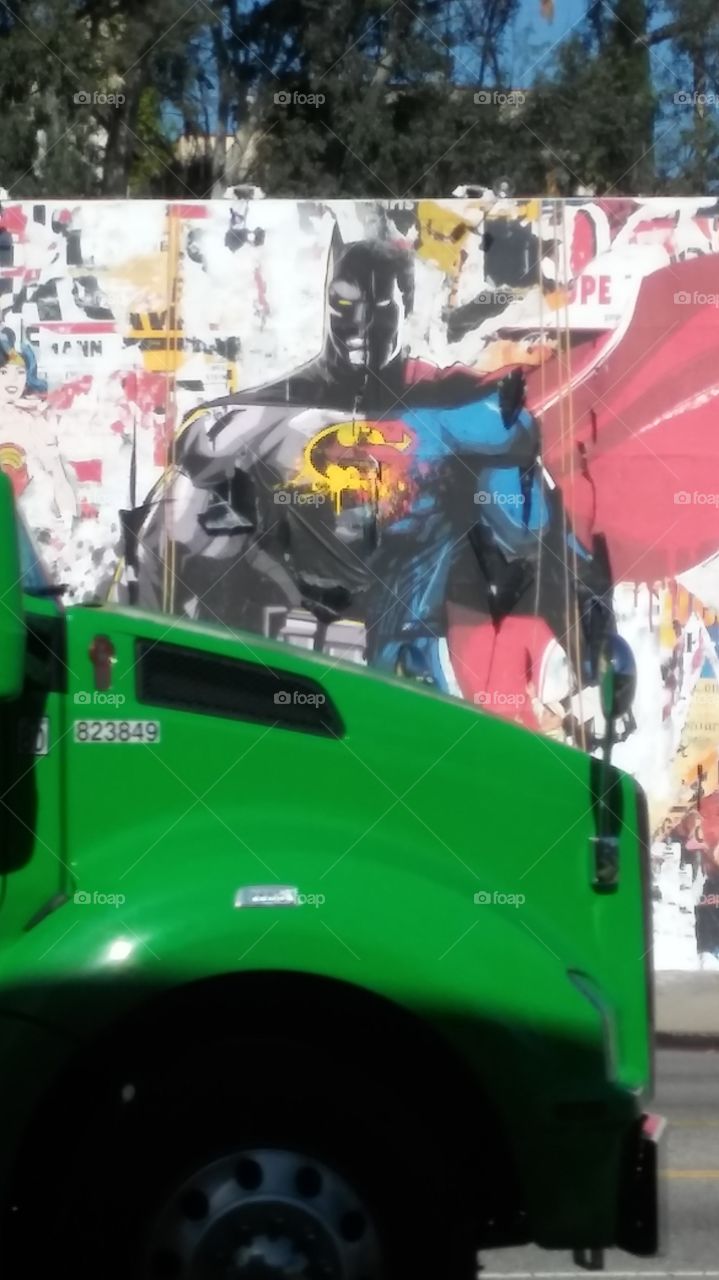 street art. superheros on the street