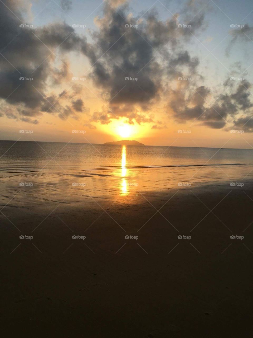 Sunset on french guyana beach