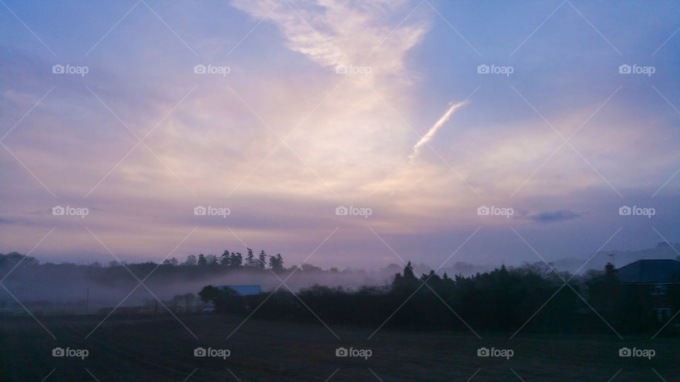 Early winter morning fog,  Herefordshire