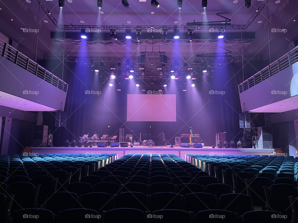 Preparations for concert in the music hall