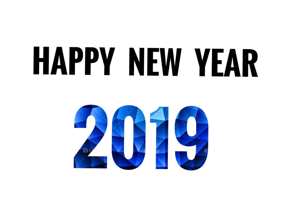 Happy new year 2019 on white background 