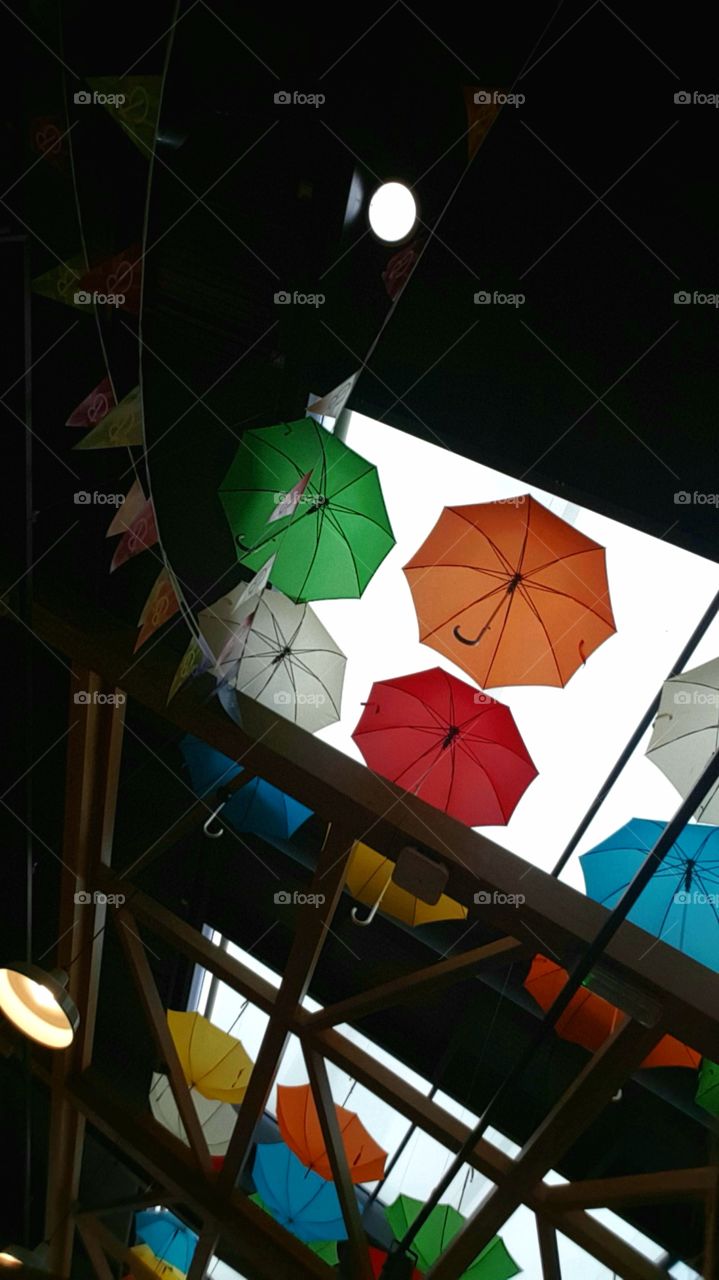 colorful umbrella display