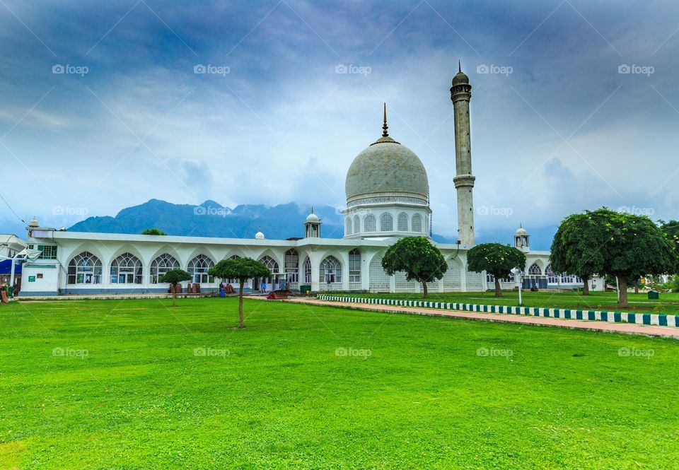 The Hazratbal Shrine (lit. "Majestic Place") is a Muslim shrine in Hazratbal, Srinagar, Jammu and Kashmir, India.  - wiki