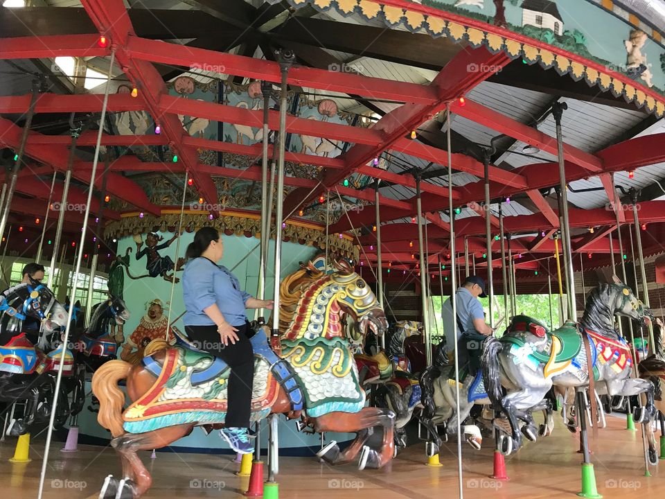 Merry go round close-up in Central Park at New York 