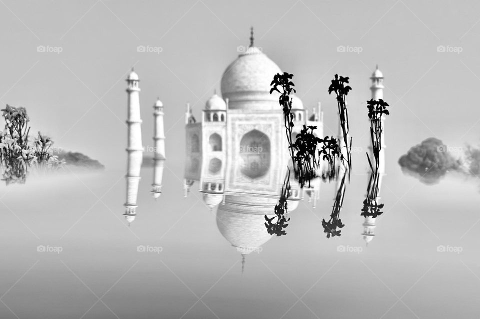 Taj Mahal in black and white and a different perspective