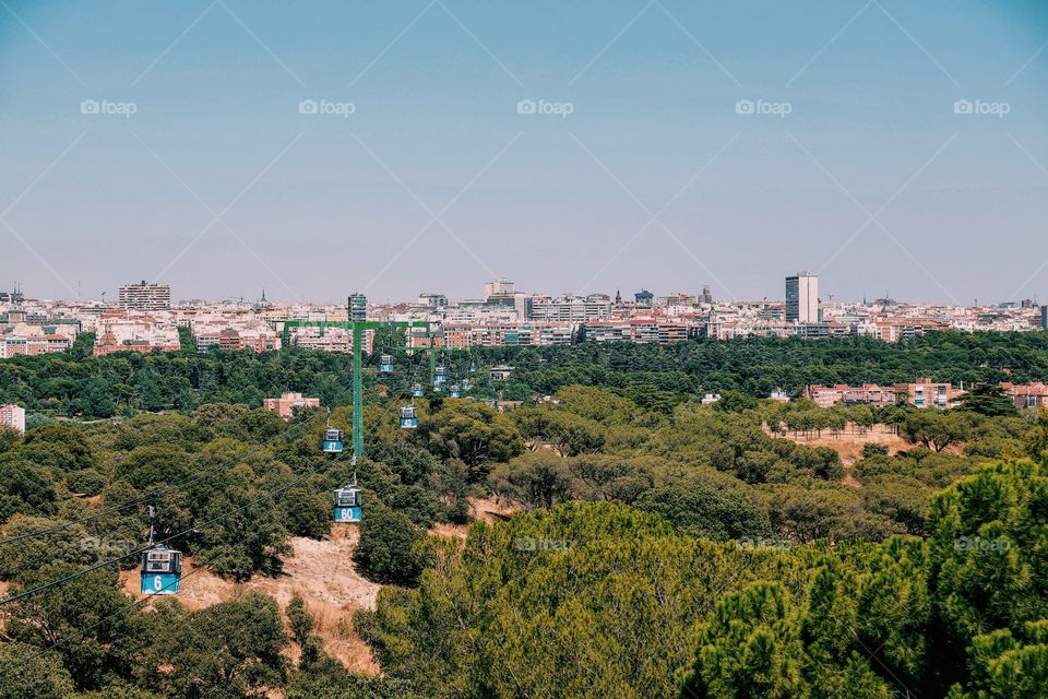 Aerial railway towards Madrid city