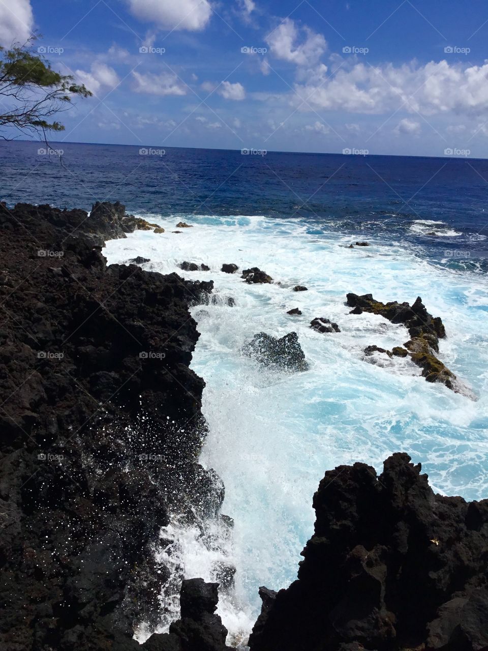 Splash on the lava rocks