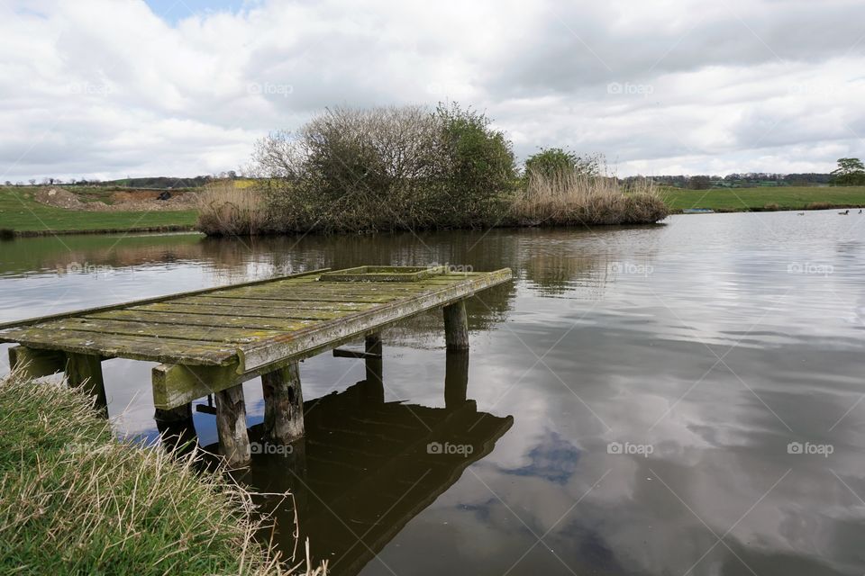 Wooden pier at lake