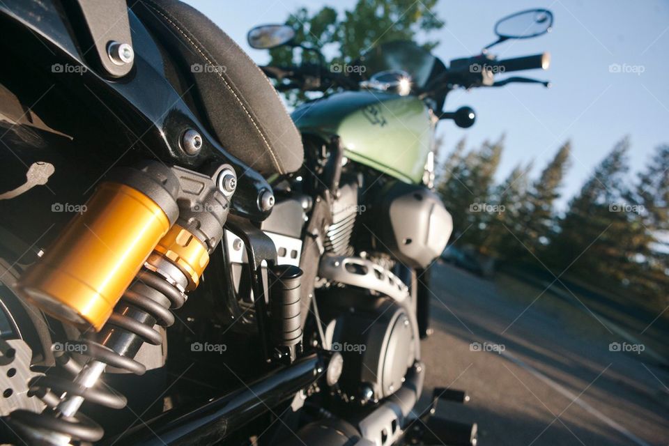 New cruiser motorcycle closeup