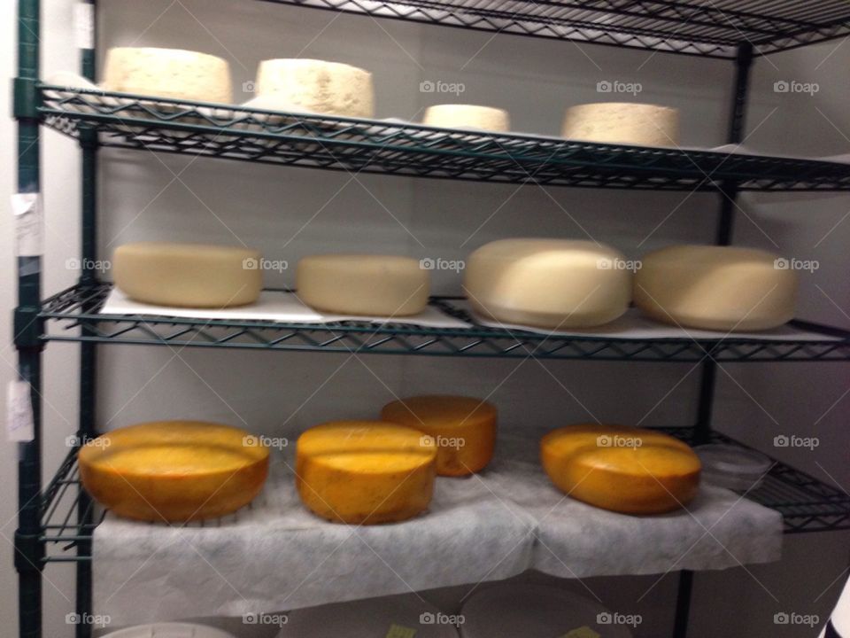Wheels of cheese
