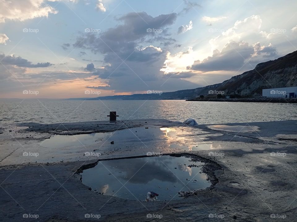 Clouds at sunset on the sea