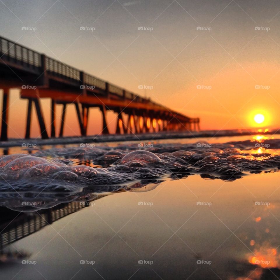 Jacksonville Beach sunrise with bubbles