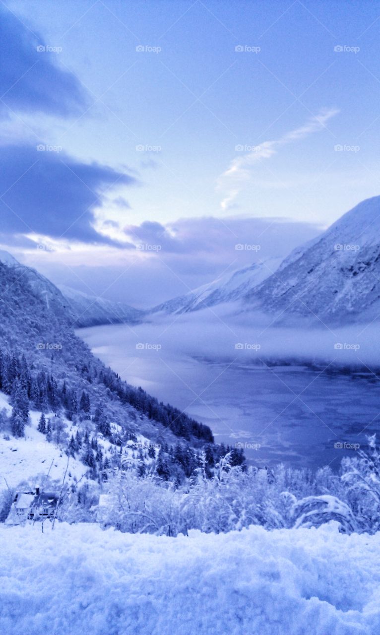 River flowing through mountains